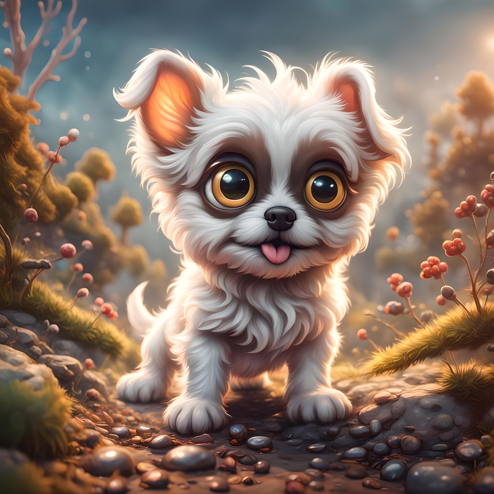 A cute friendly adorable puppy with huge googly eyes