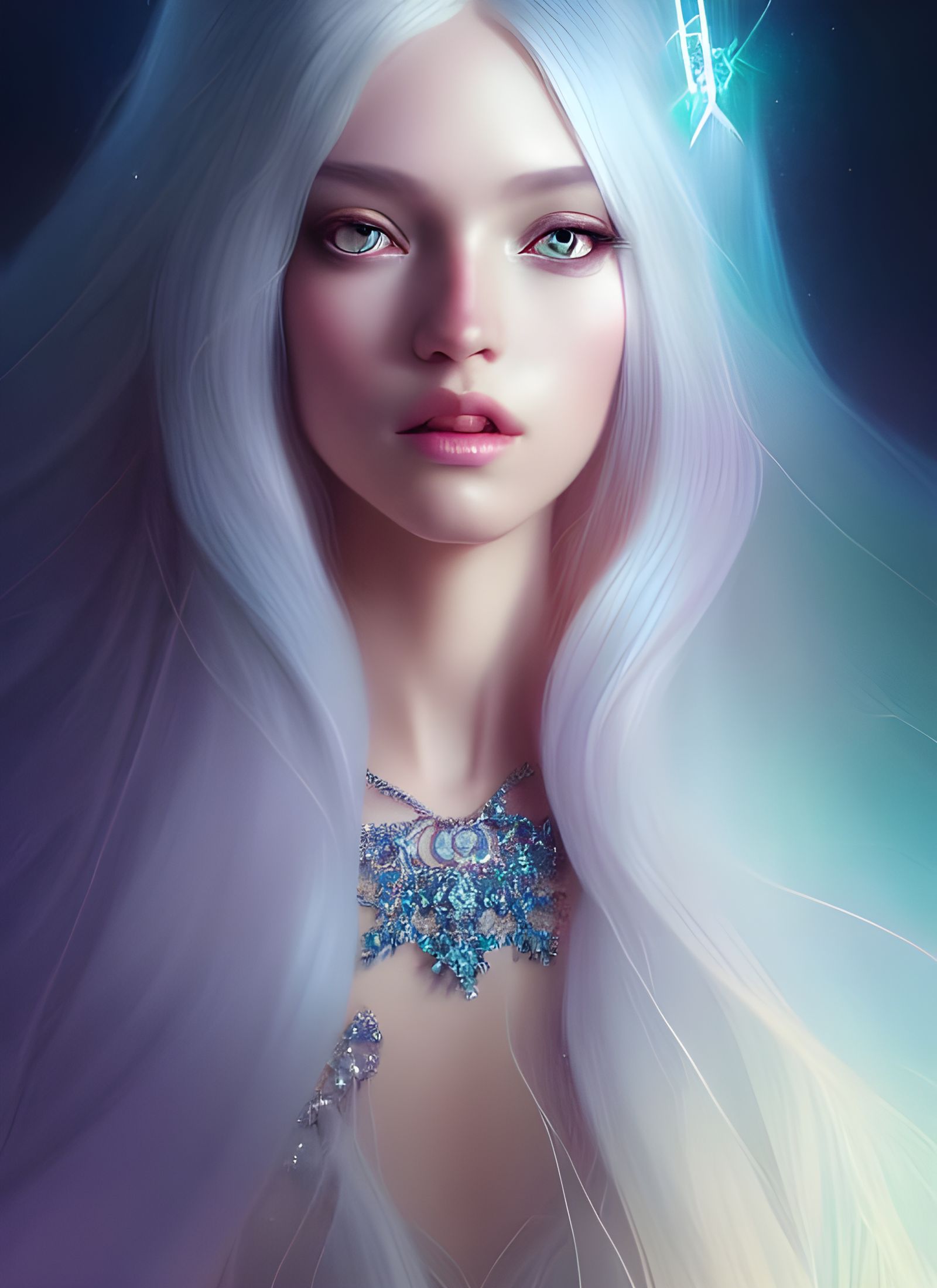 Ethereal Princess with Crystals: Hyper-Realistic Digital Art