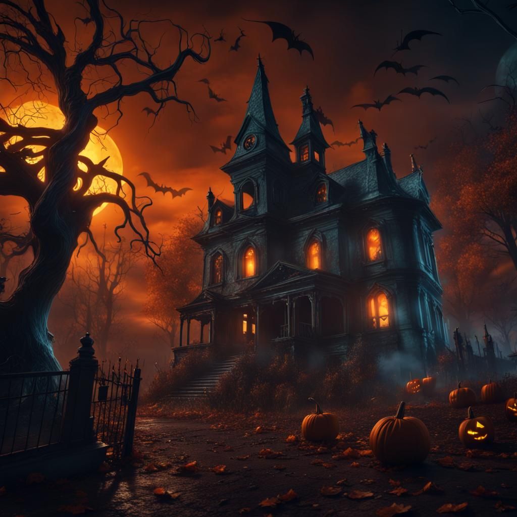 Detailed Halloween Graffiti Art at Night