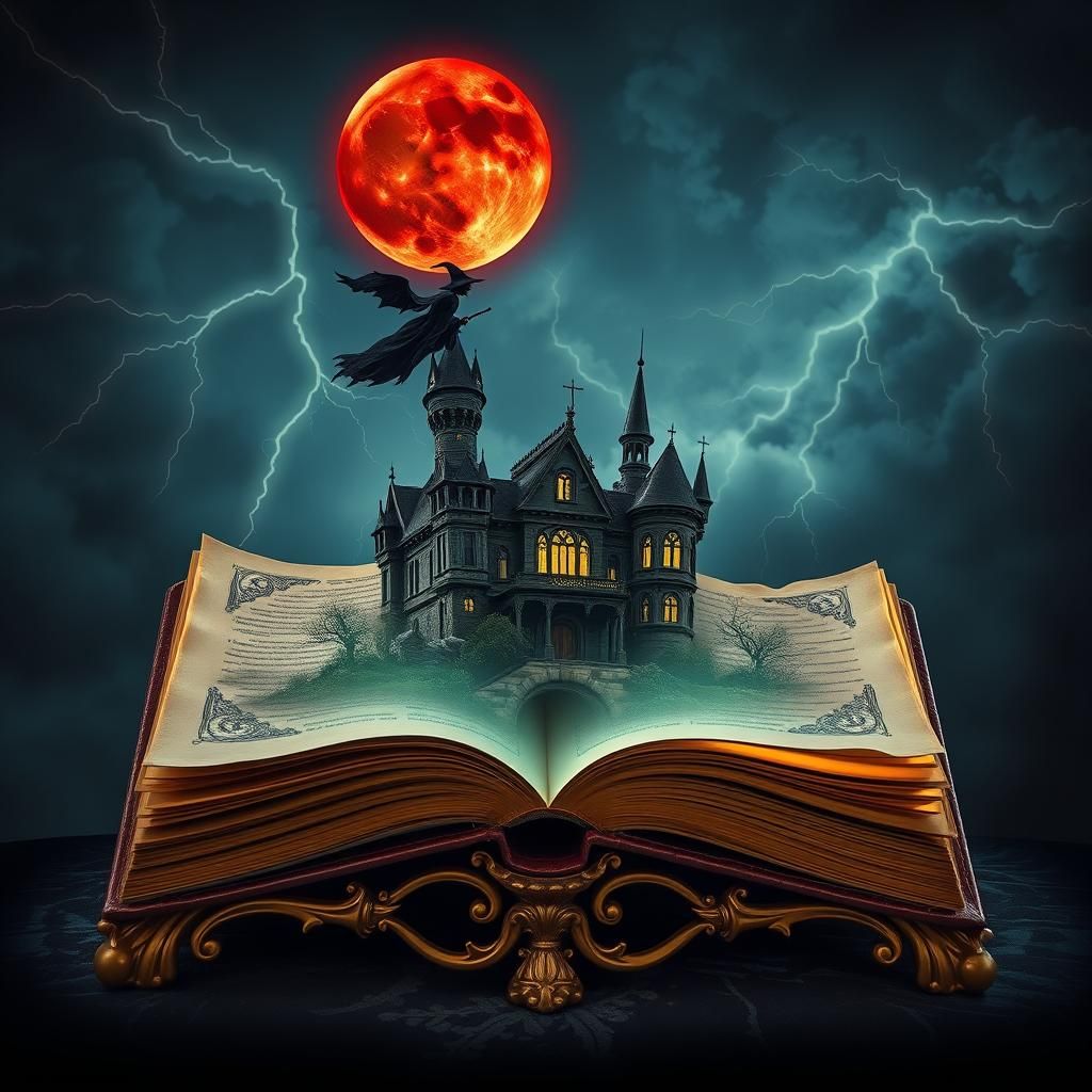 Haunted Book Portal to Gothic Mansion