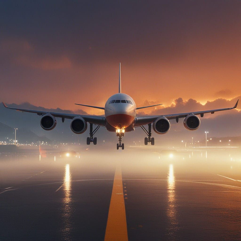Plane Landing in Rio: Matte Painting in Thick Mist