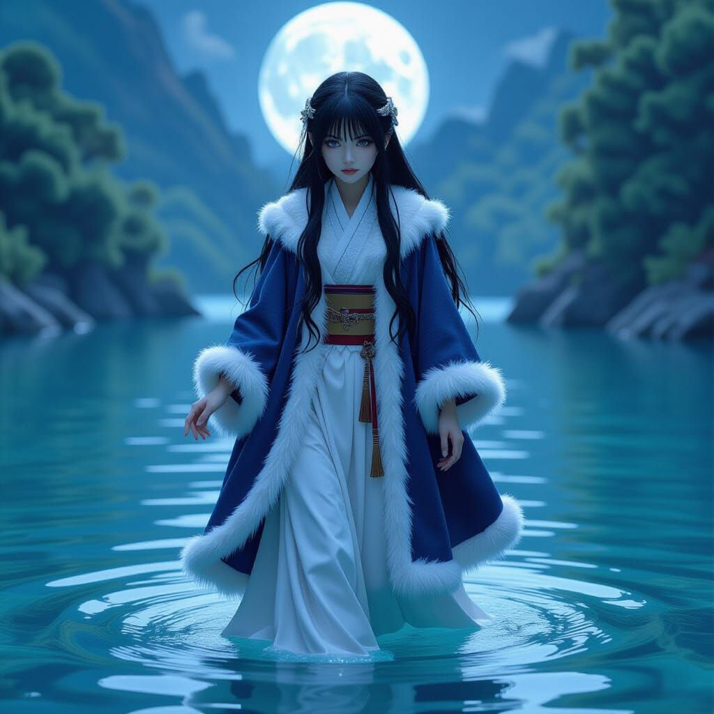 Manga Summoner with Indigo Hair in Hyperreal 3D