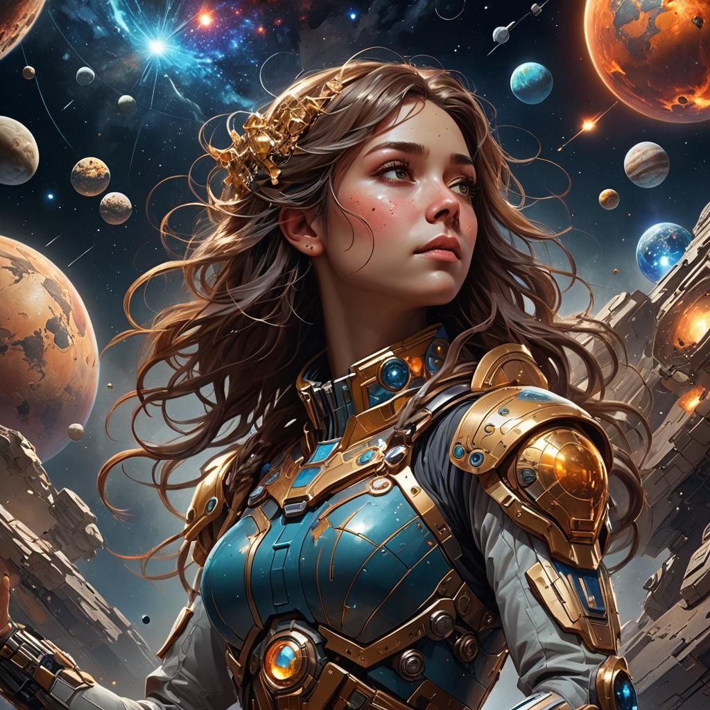 Woman in Space Concept Art Portrait