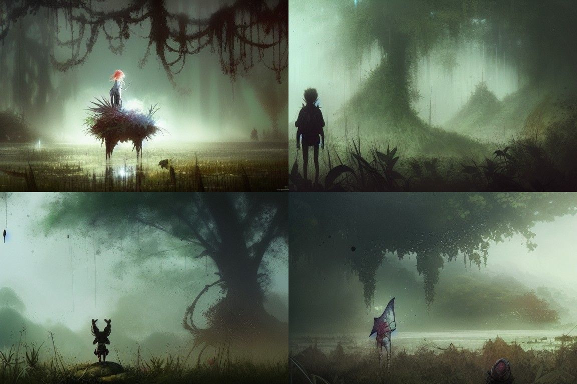 Epic Swamp View at Dusk in Hyperrealist Style