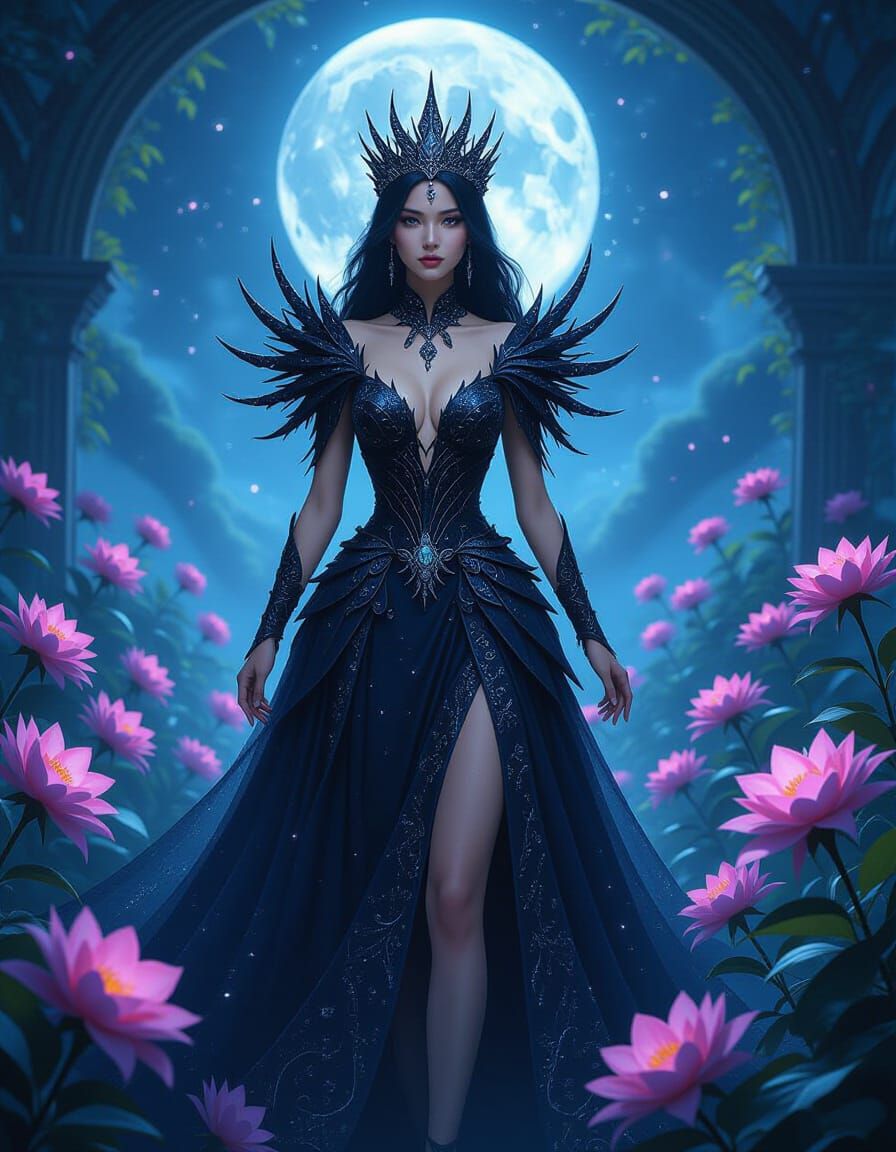 Twilight Queen's Celestial Crown in Dark Fantasy Style