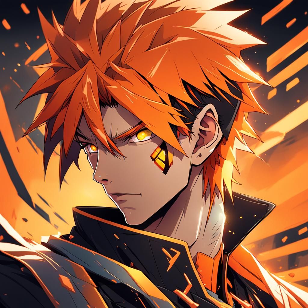 Orange-Haired Anime Character Portrait in Manga Style