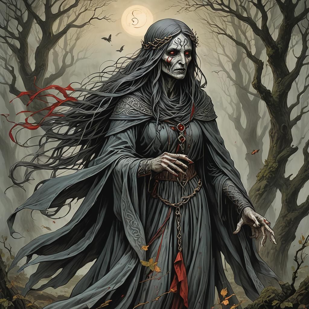 Wailing Banshee of Celtic Folklore in Horror Style