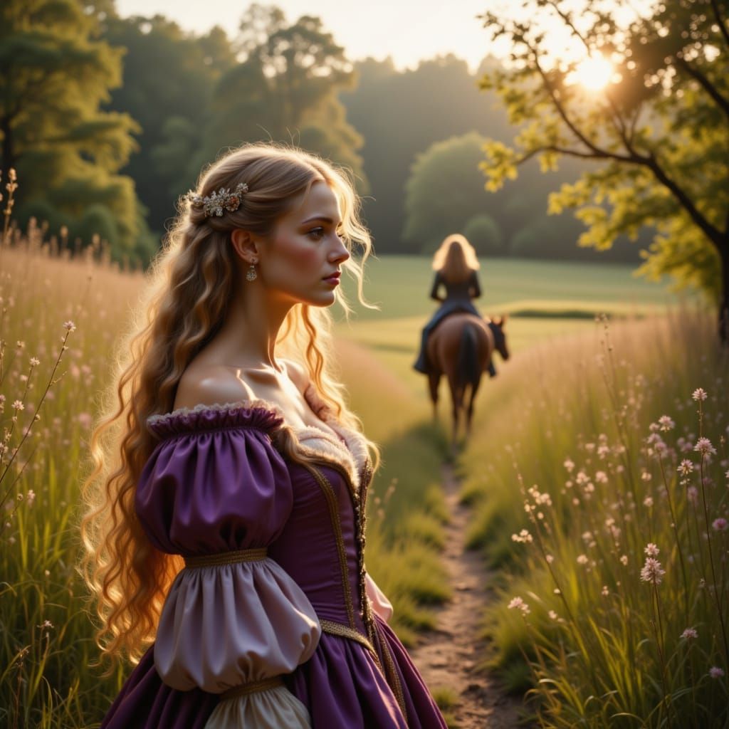 Baroque Portrait of Young Anne de Breuil in Purple Attire