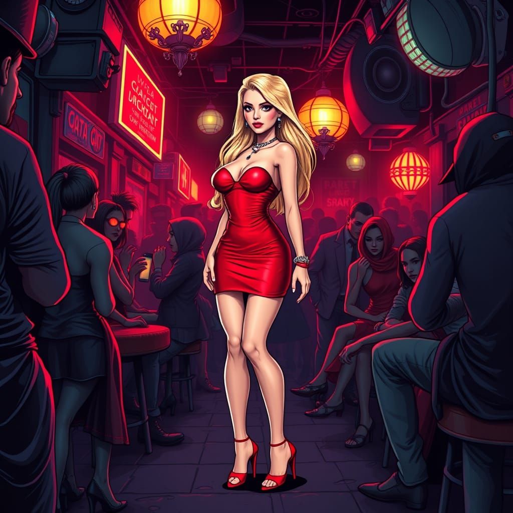 Paris Hilton as Barbie in Dark Comic Style