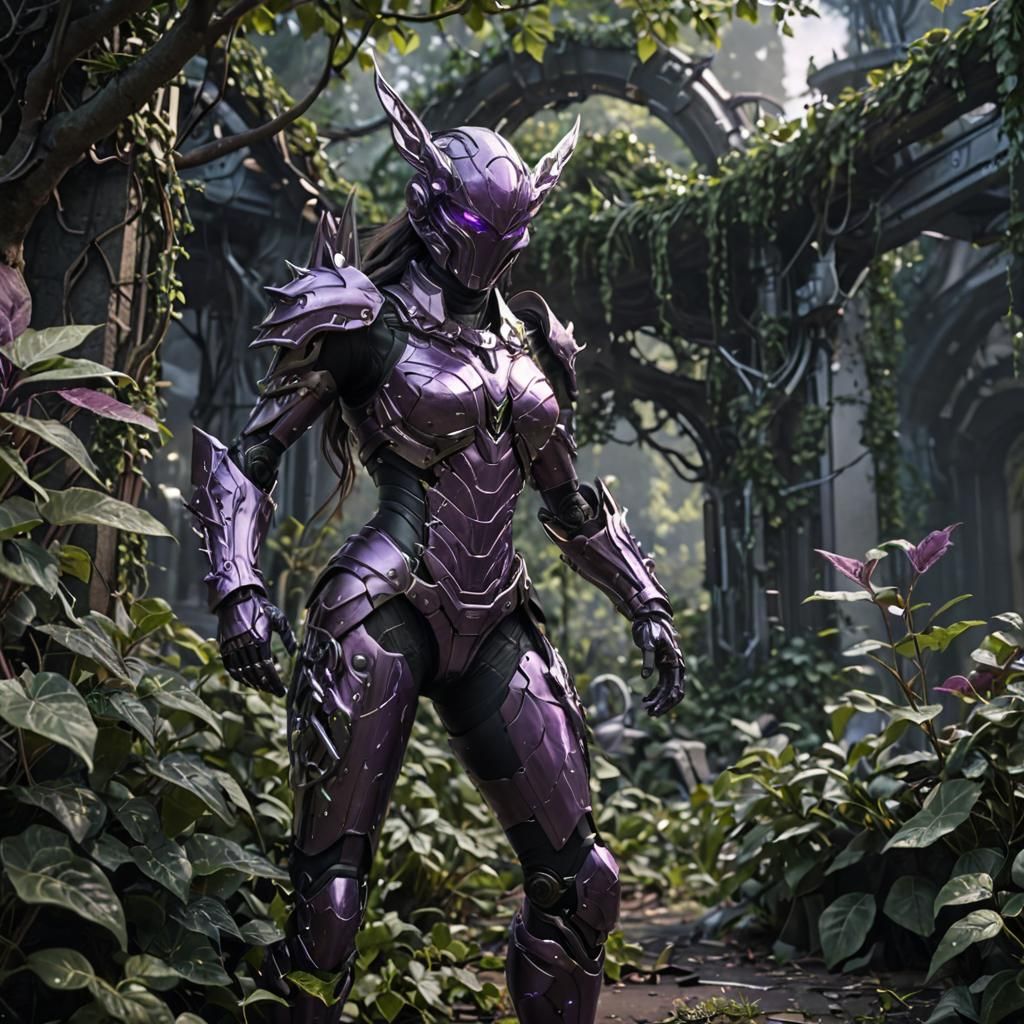 Futuristic Dark Druid Necromancer in Nanotechnology Armor