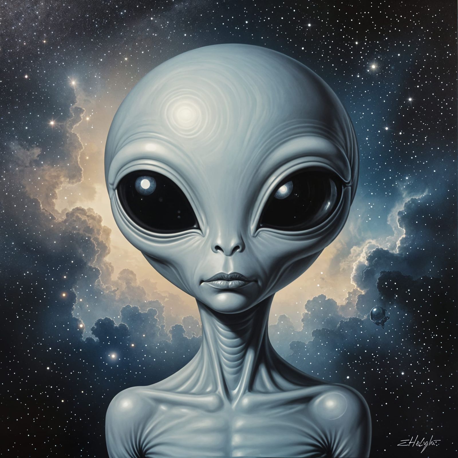 Gray Alien in Sci-Fi Style