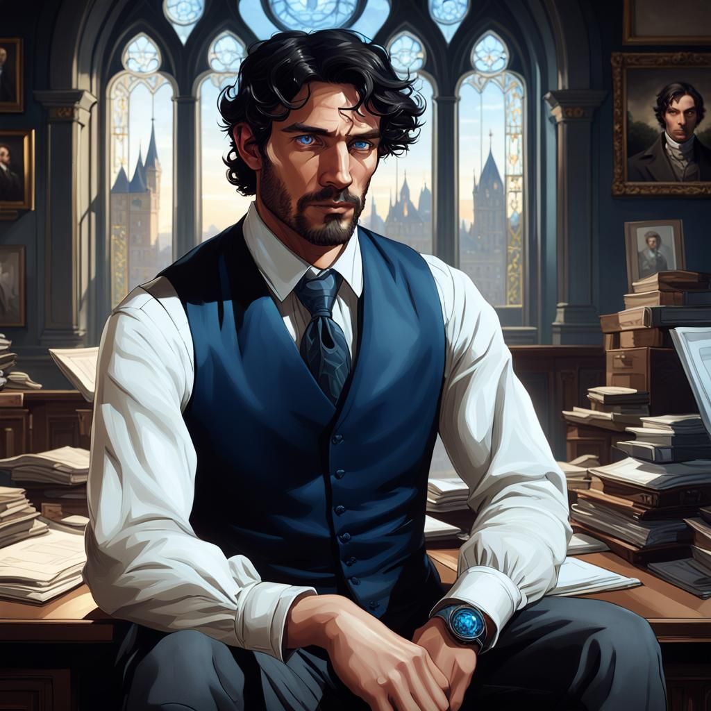 Handsome English Man Portrait in Ornate Castle