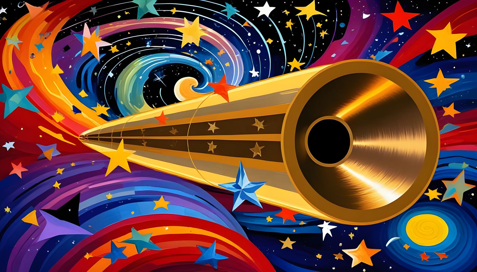 Surreal Metallic Cylinder Unfolds in Cosmic Vortex