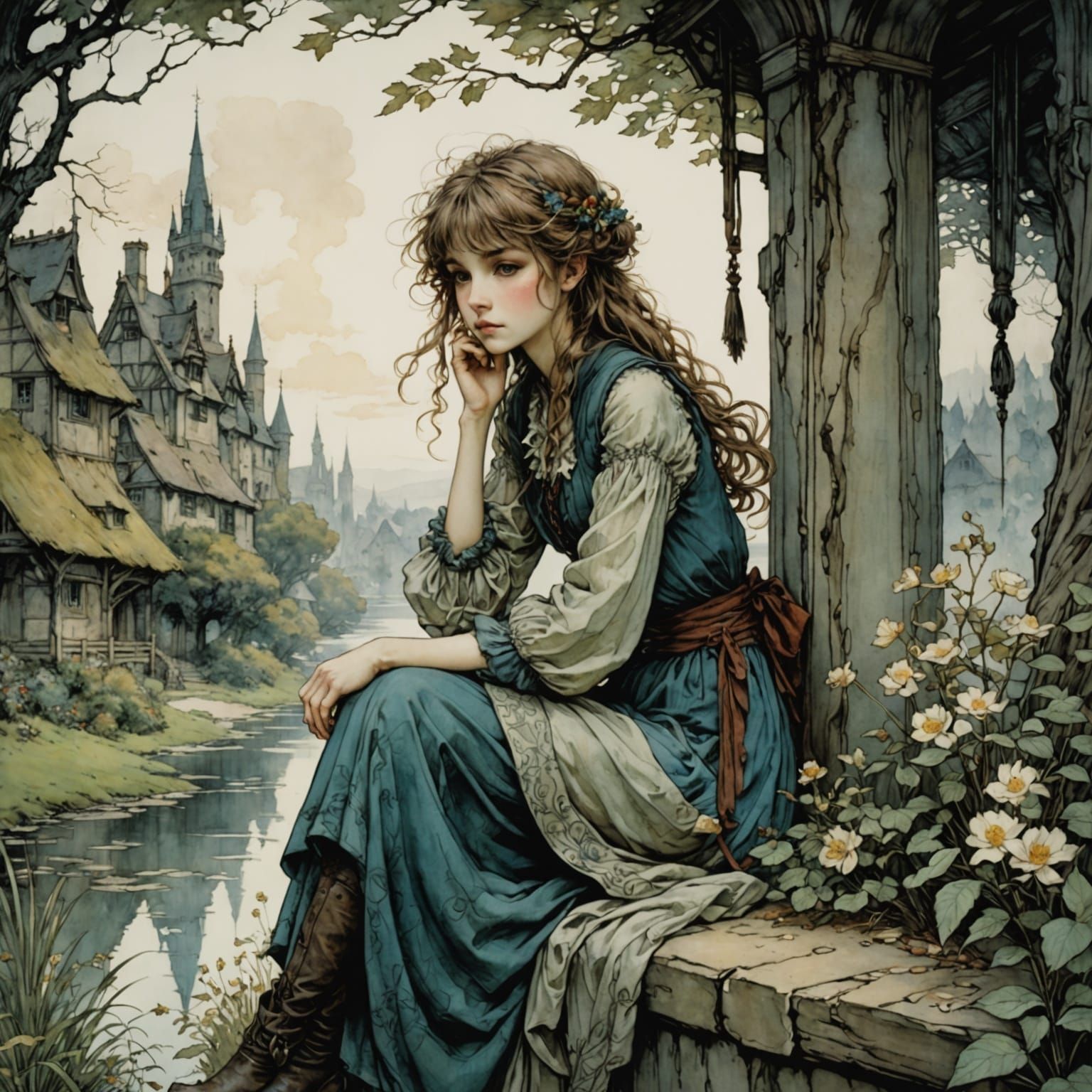 Mysterious Girl in Whimsical Wonderland