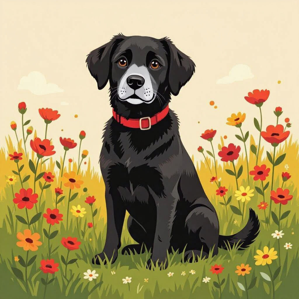 Loyal Black Lab Dog Portrait