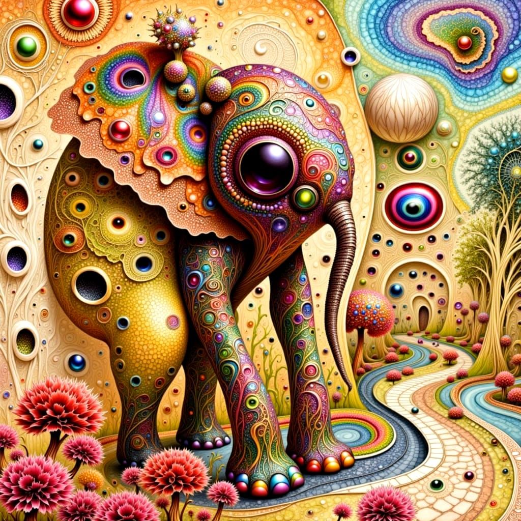 Intricate Elephant Hybrid in Futuristic Game World