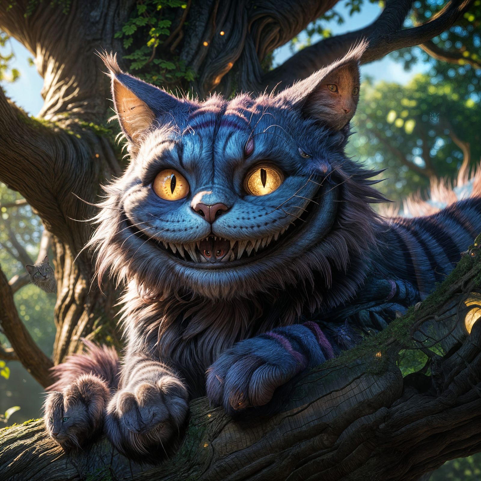 Hyperrealistic Cheshire Cat with Sly Smile