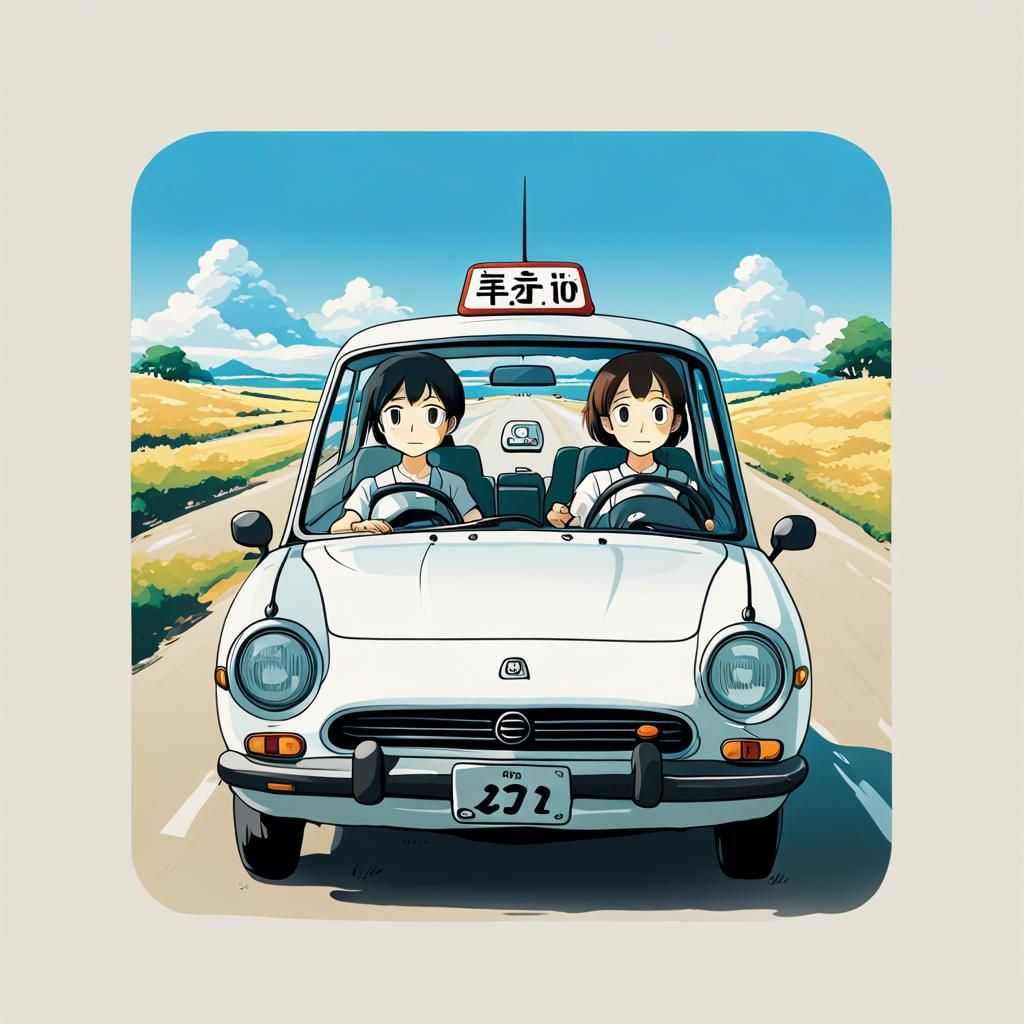 driving school car manga style