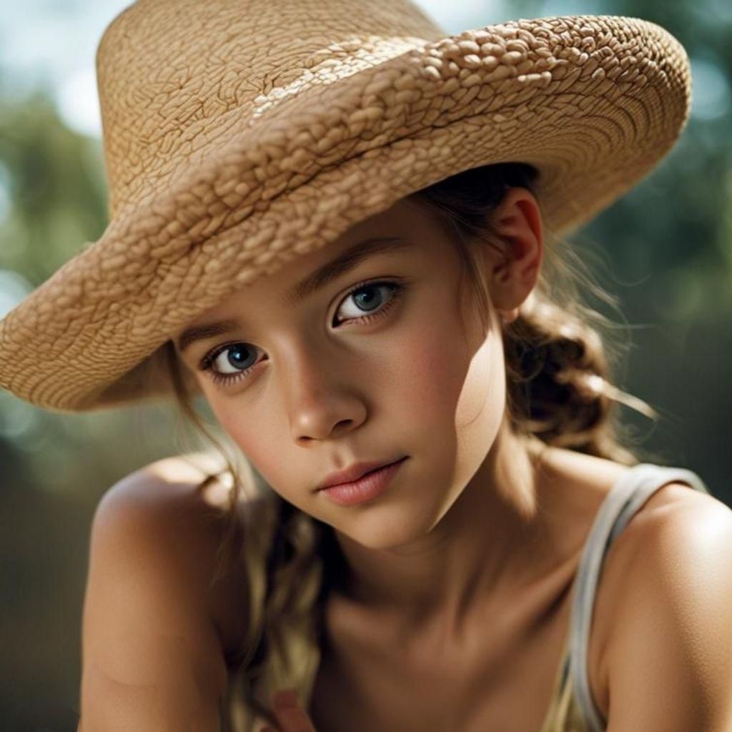 portrait of a girl in a straw hat