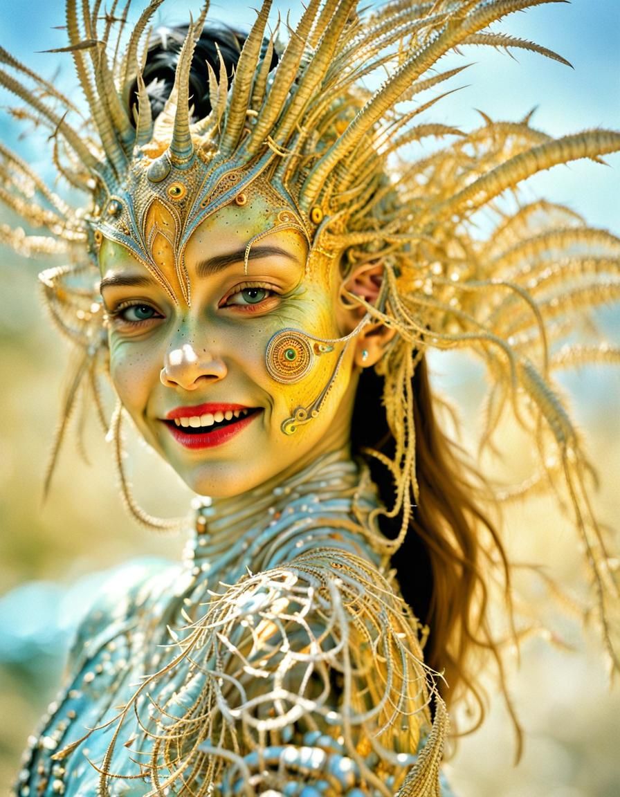 Photorealistic Aliens with Exotic Fashion and Complex Skin