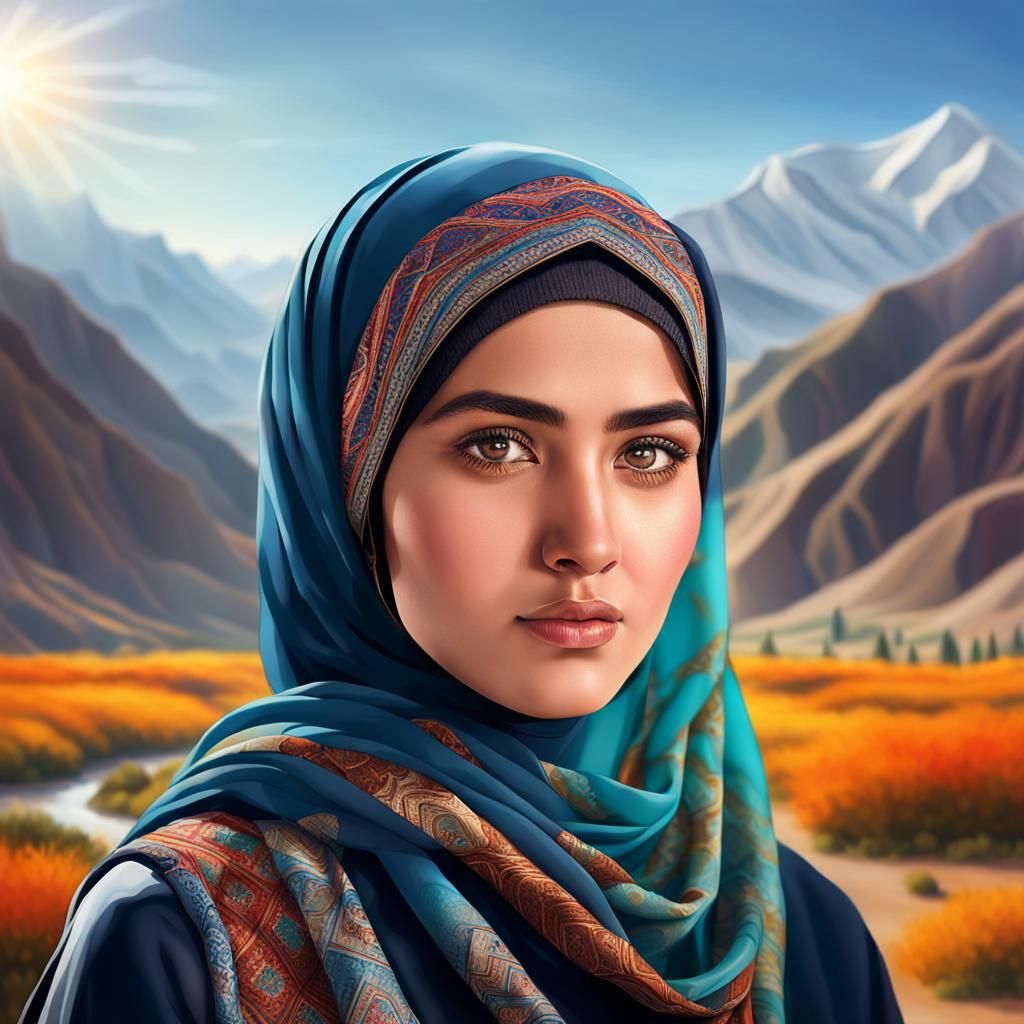 Afghan Woman in Traditional Dress: Hyperrealistic Portrait