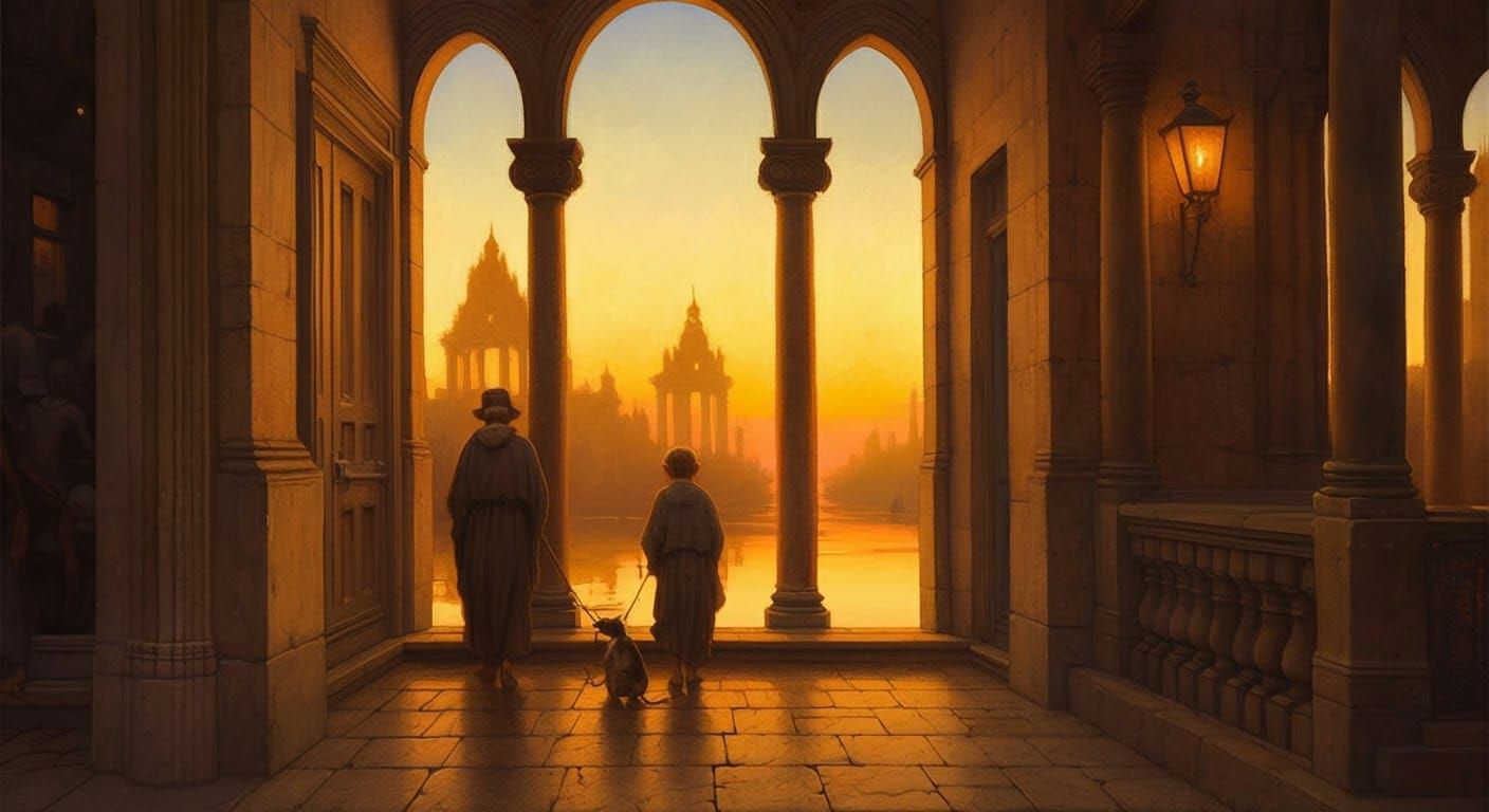 Golden Hour Scene as Oil Painting