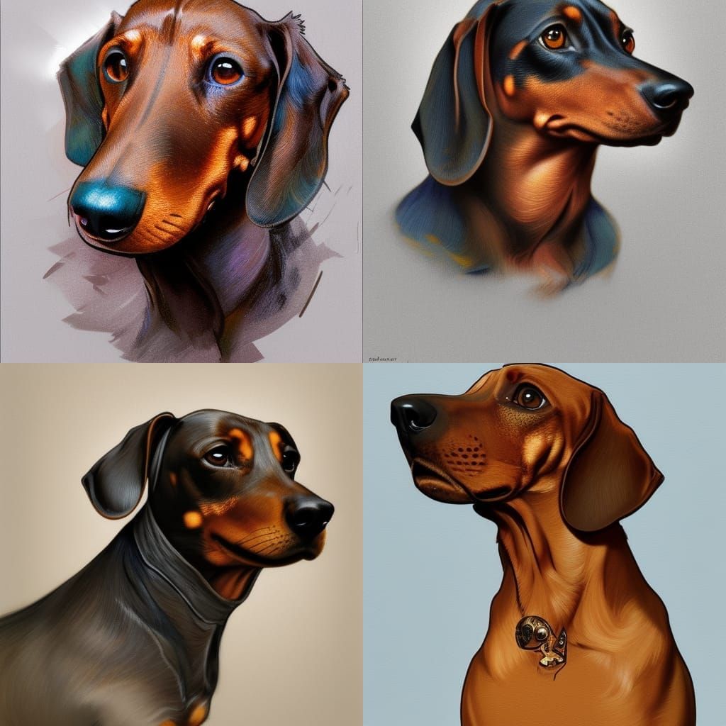 Dachshund Portrait in Hyperdetailed Art Style