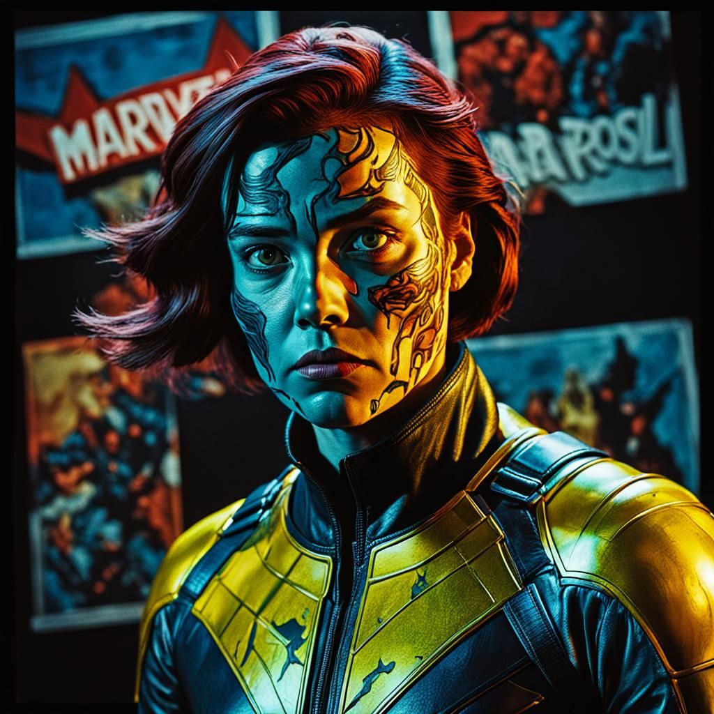 Pop Art Female Superhero in Action