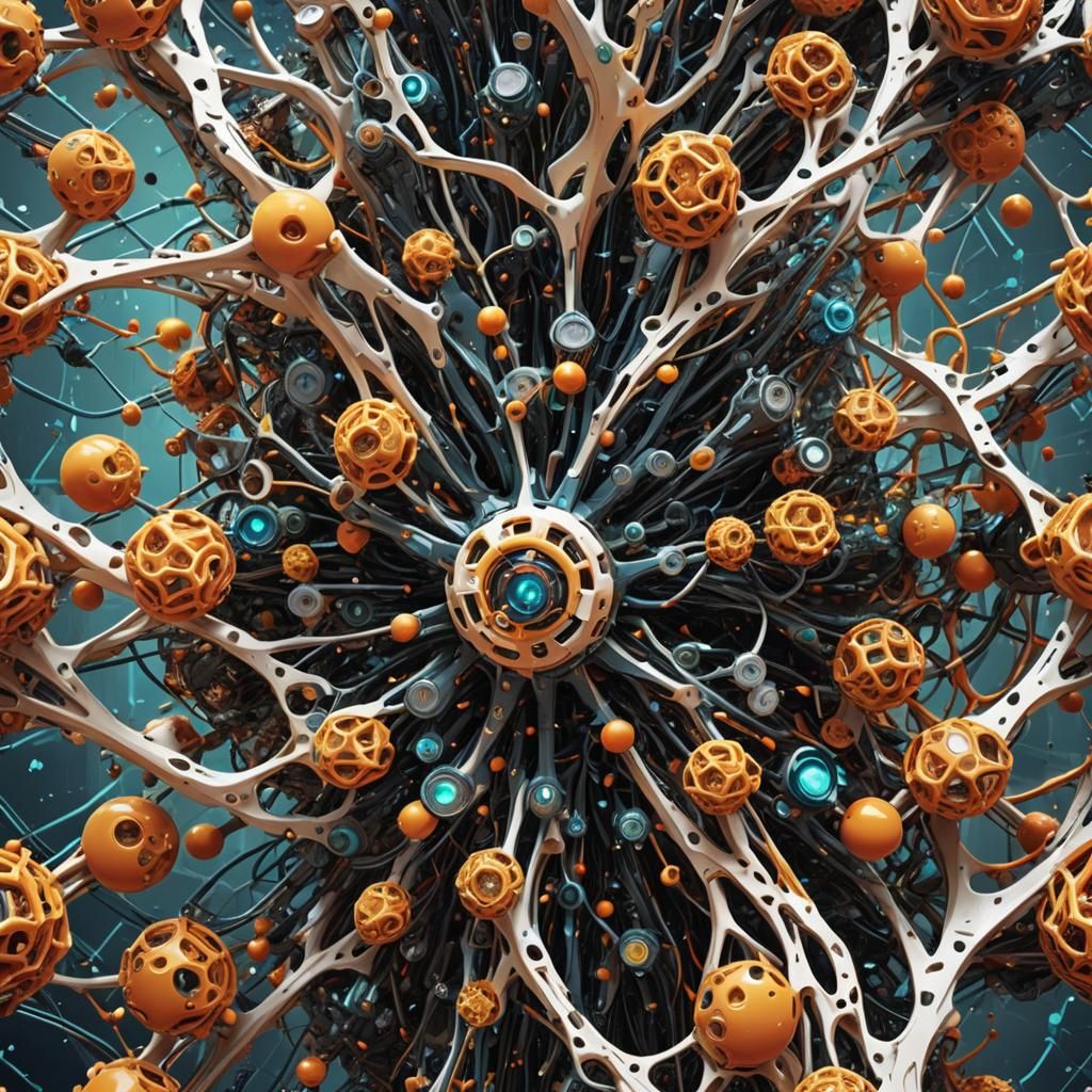 Futuristic Lab: Organic Matter and Circuits in Hyperrealisti...