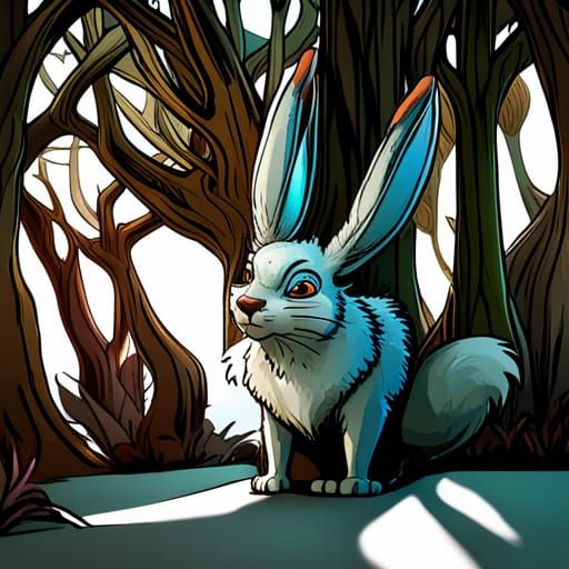 Fantasy Jackalope Creature in Cartoon Style
