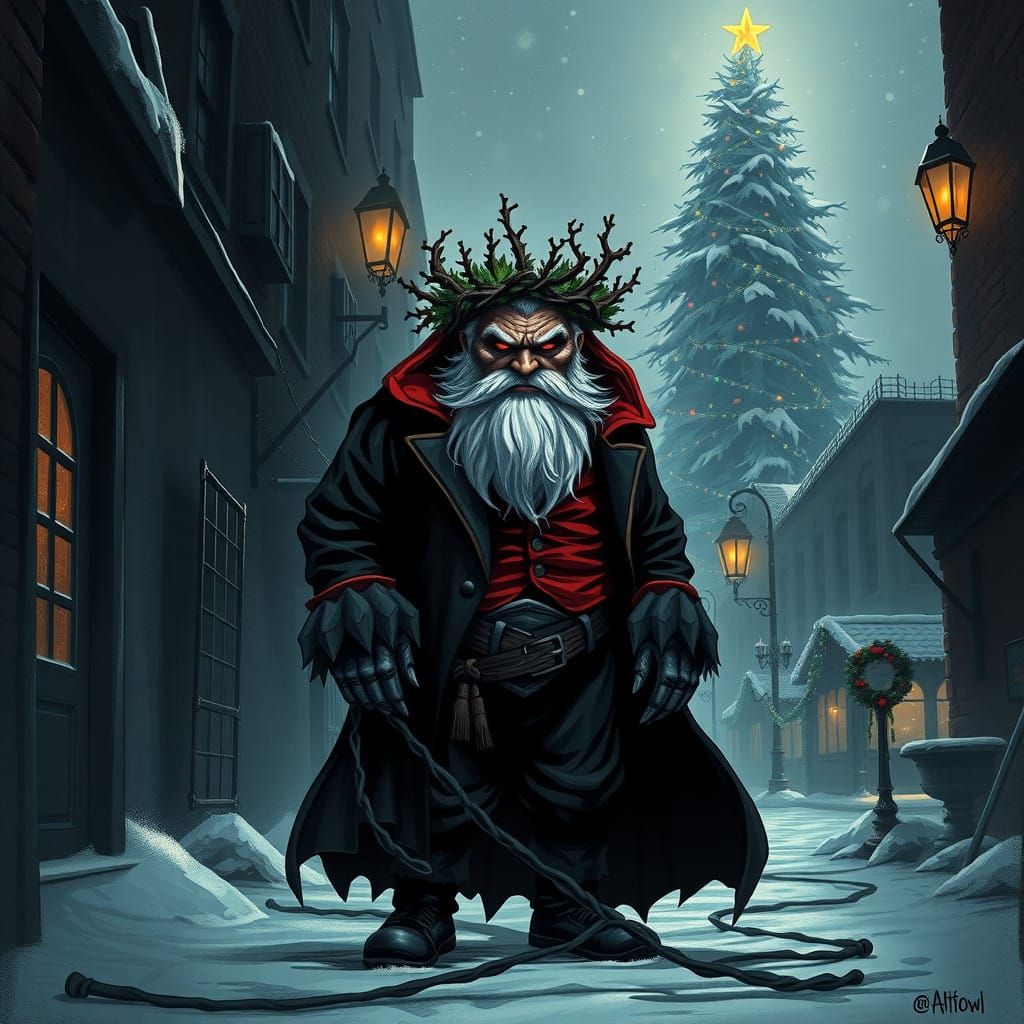 Dark Christmas Scene in a Gritty, Gothic Style