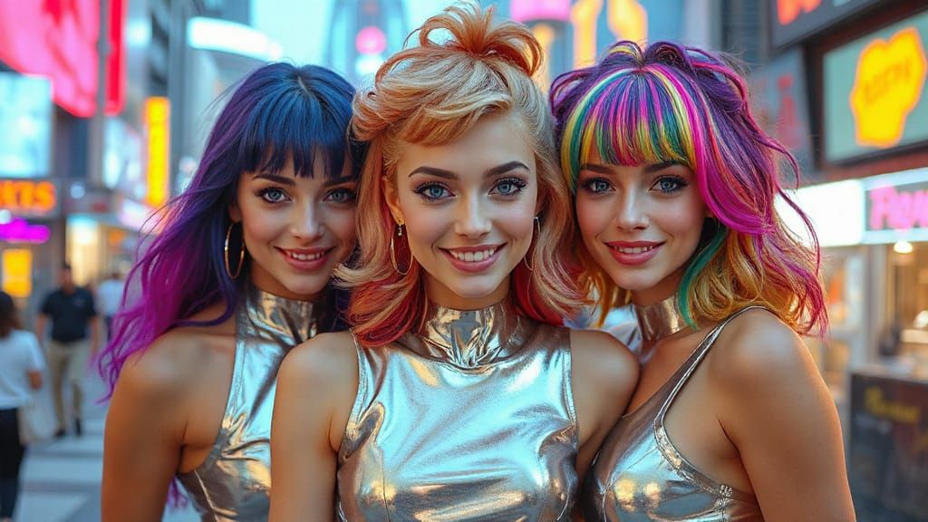 Futuristic Goddesses in Chrome Suits, Sci-Fi Art