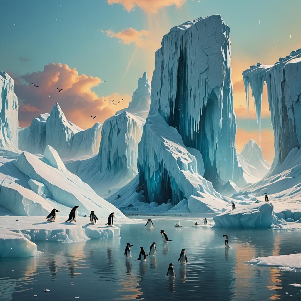 Penguins Plunge: A Digital Matte Painting