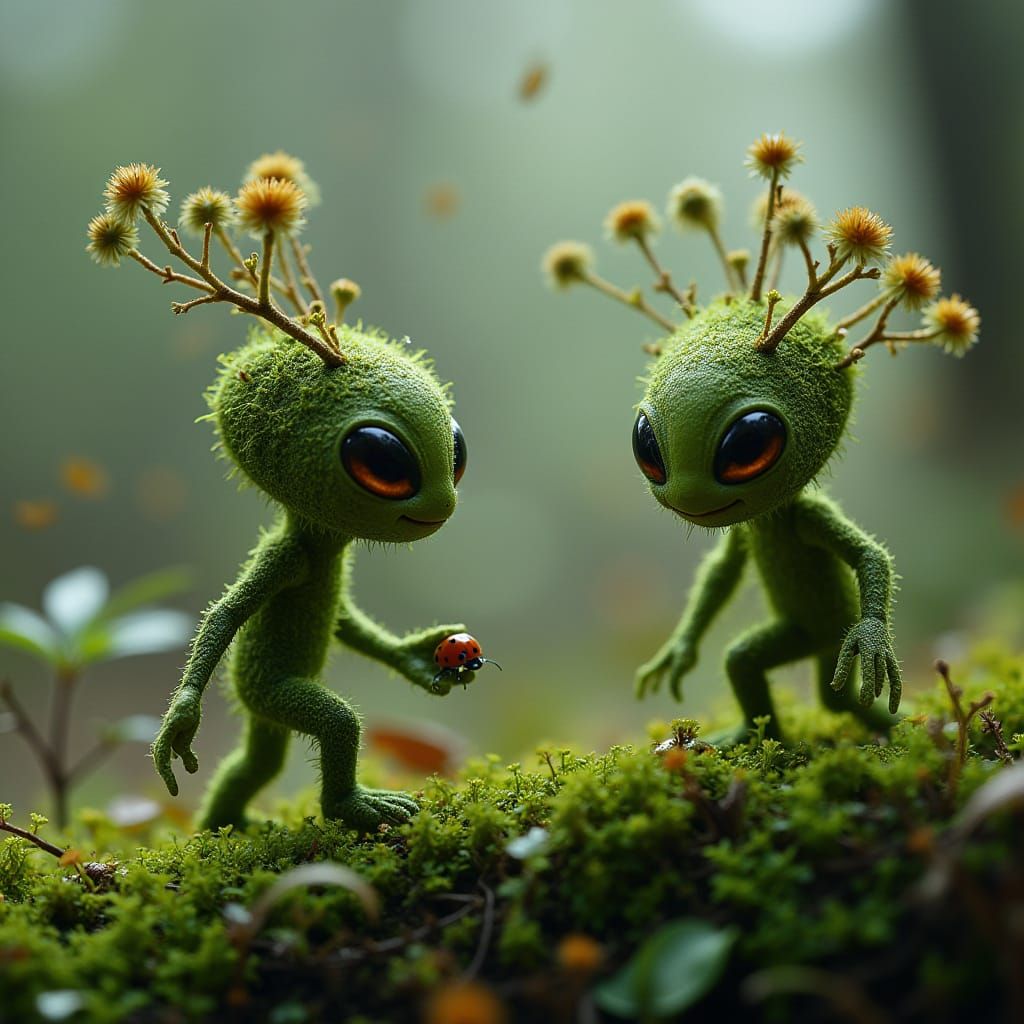 Mossy Folk in a Whimsical Forest Scene