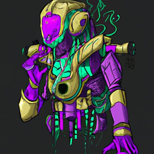Robot Necromancer in Cyberpunk Steampunk Style