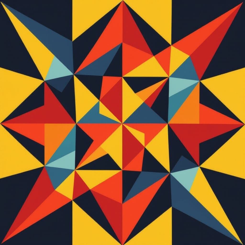 Bold Geometric Abstract Art with Triangles and Hexagons