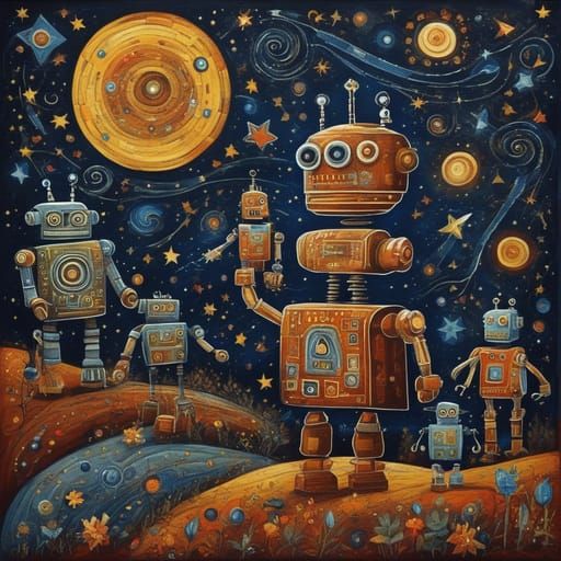 Futuristic Robot in Desolate Landscape