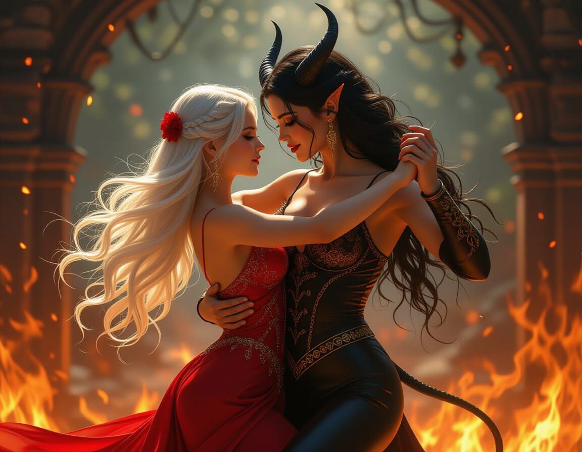 Devil Woman Tango: Hyper-Realistic Digital Artwork