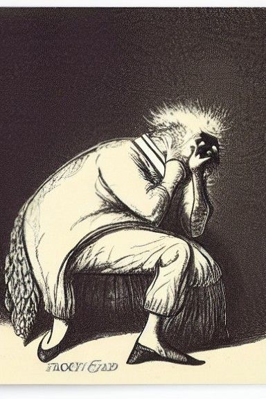 Emotional Portrait of Man With Feathers, in Classic Style