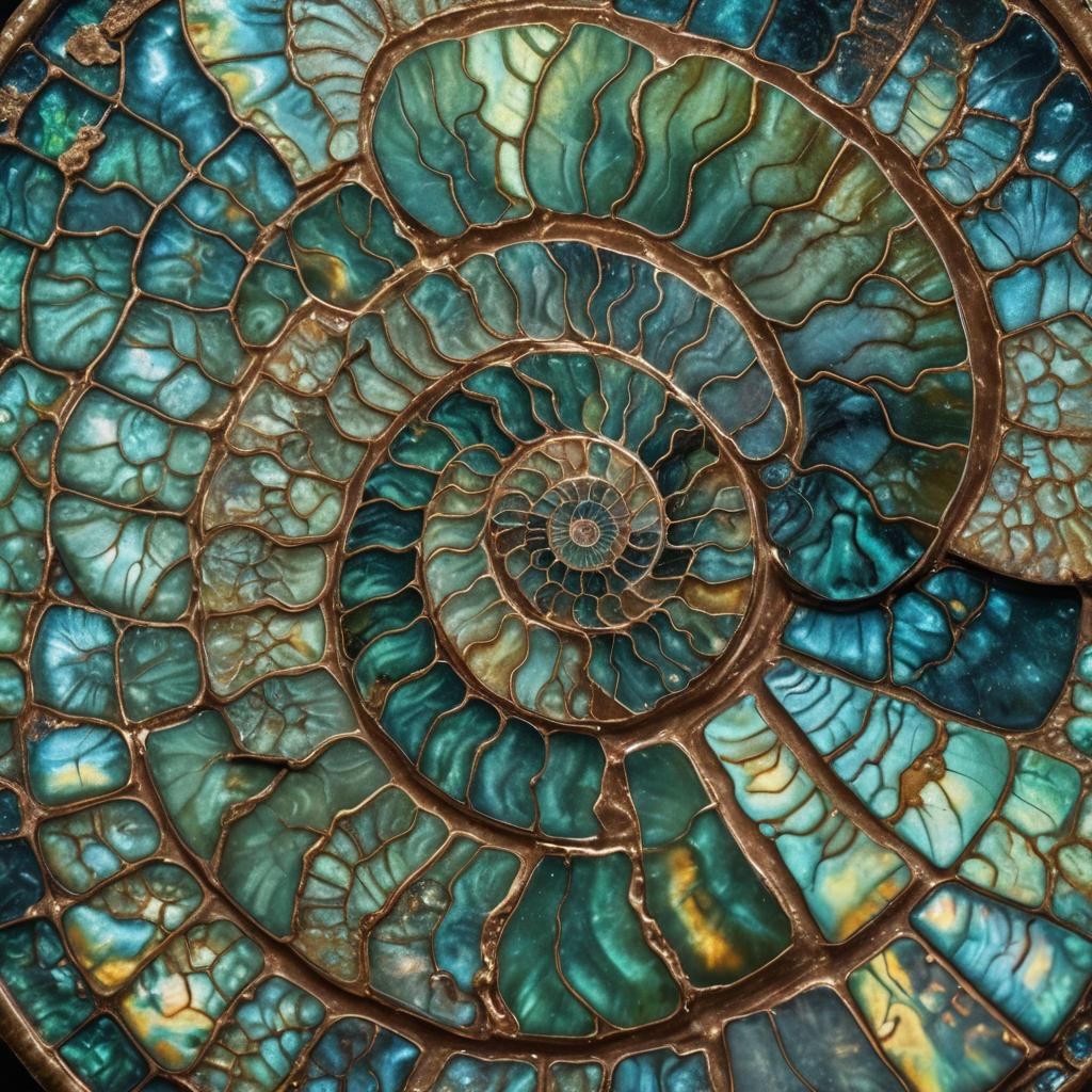 Opalescent Ammonite Fossil Macro Photography
