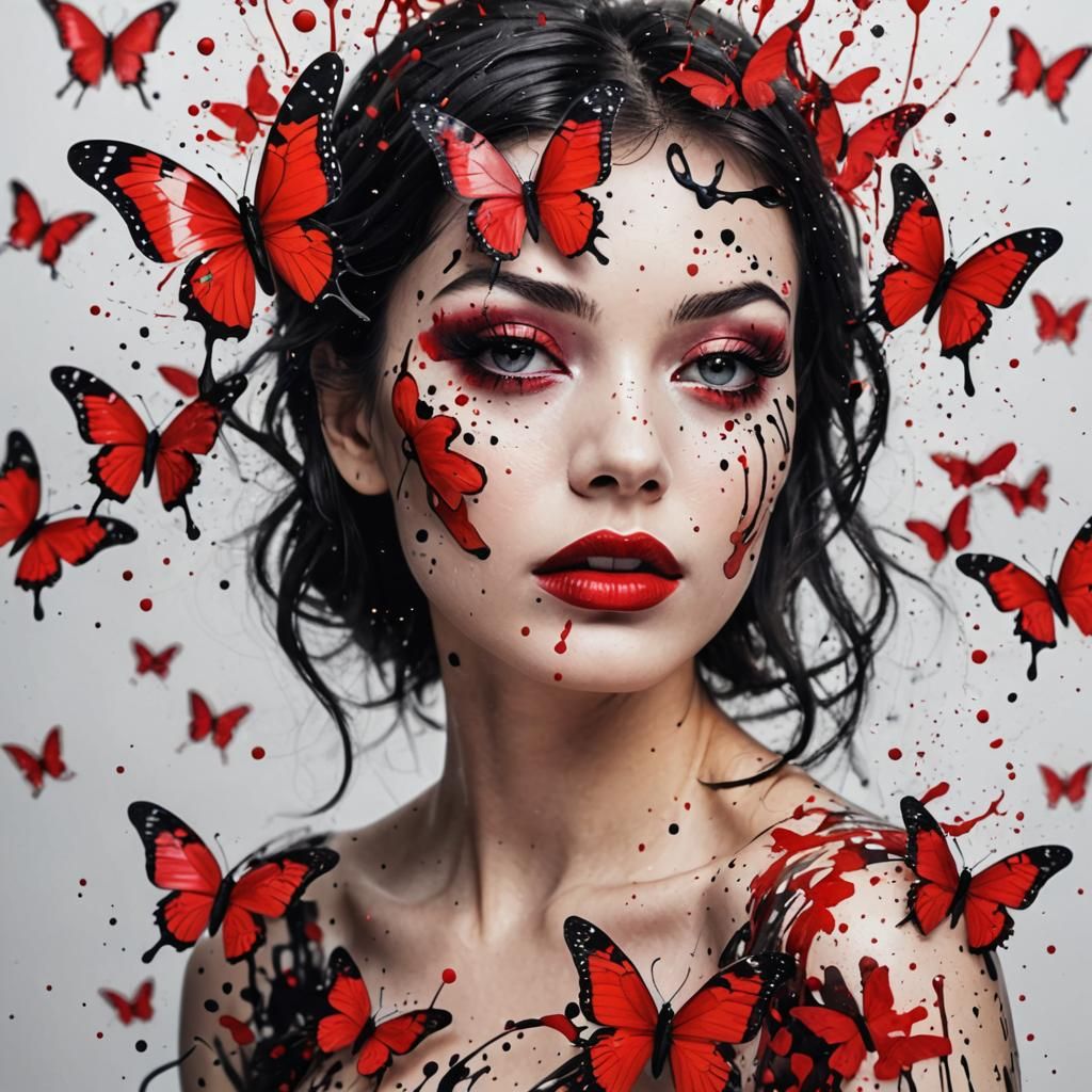 Psychedelic Butterfly of Ink Splashes