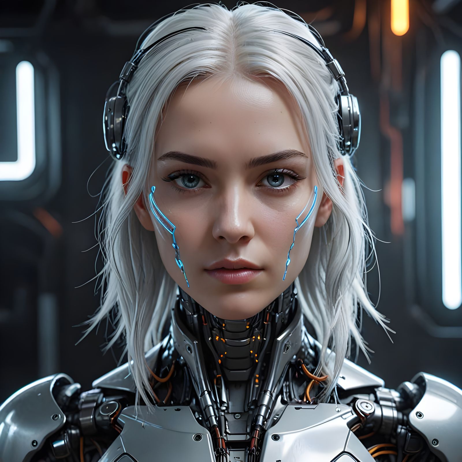 Sleek Cybernetic Goddess Blends Human Beauty with Futuristic...