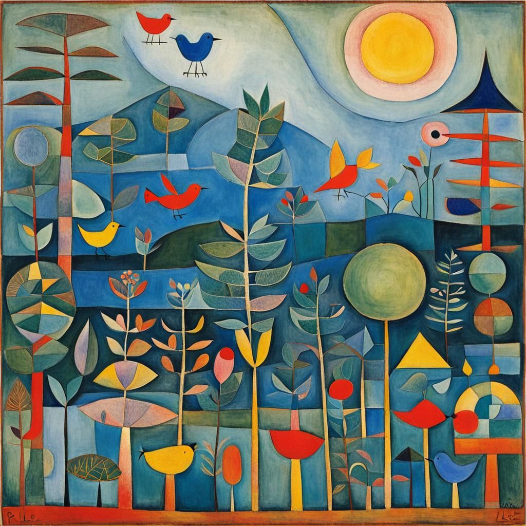 Abstract Bird Garden Inspired by Paul Klee