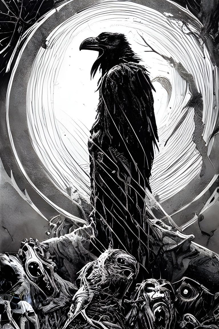 King of Ravens: Dark Horror Art Illustration