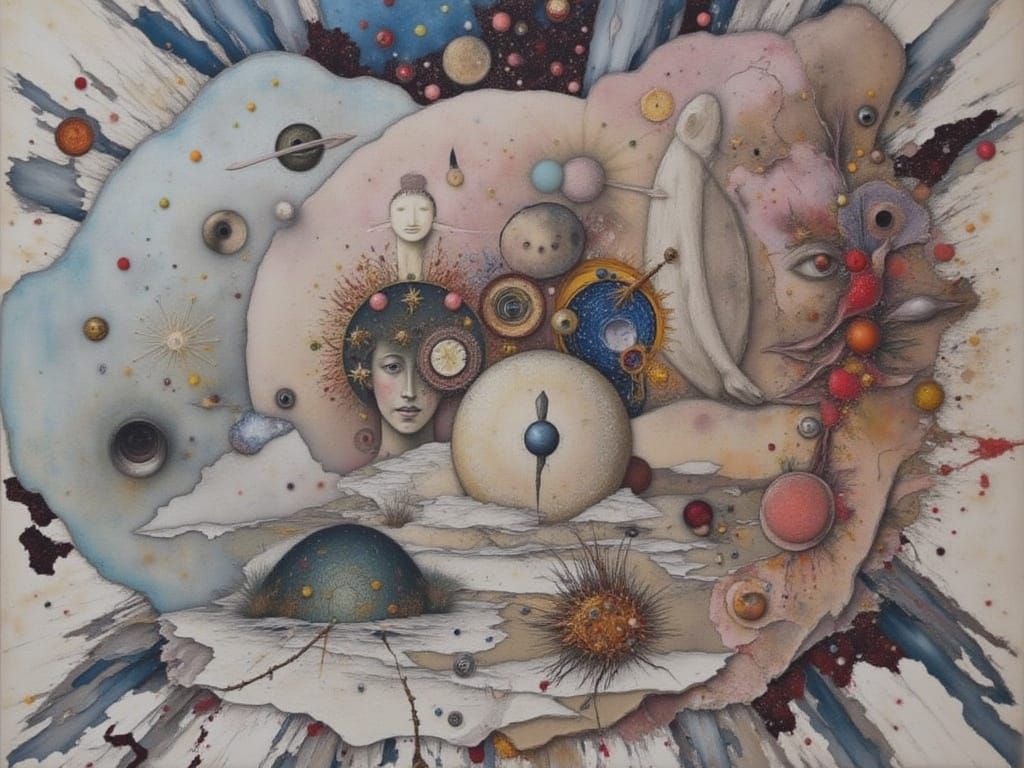 Ethereal Temple of Geometric Abstraction and Organic Forms