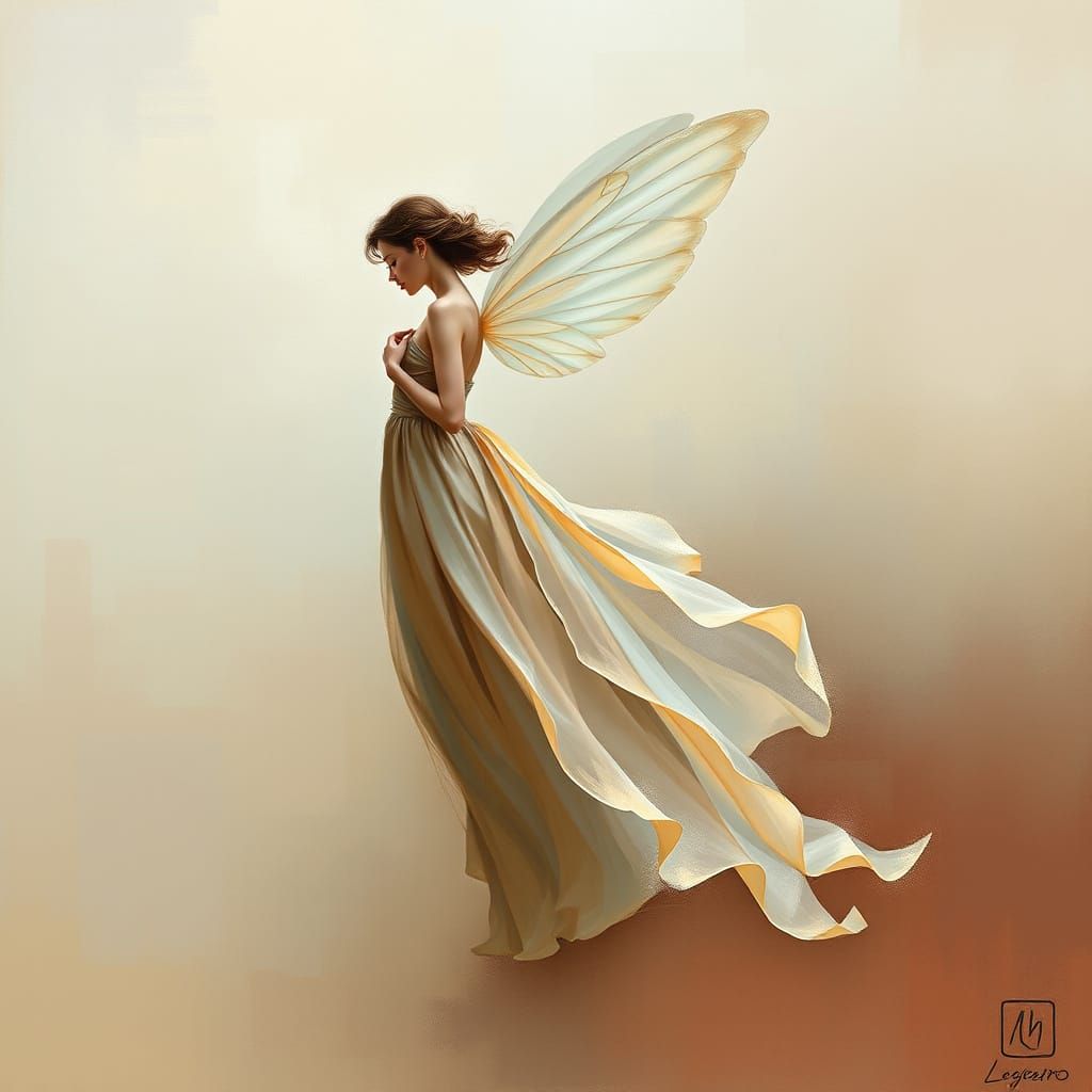Fairy with Gossamer Wings in Abstract Style