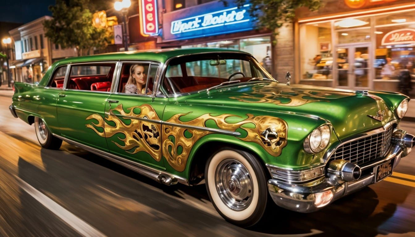 Candy Apple Green Rockabilly Lincoln Hot Rod Limo