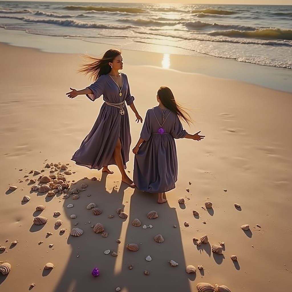 Alchemist Shaping Waves on a Golden Beach