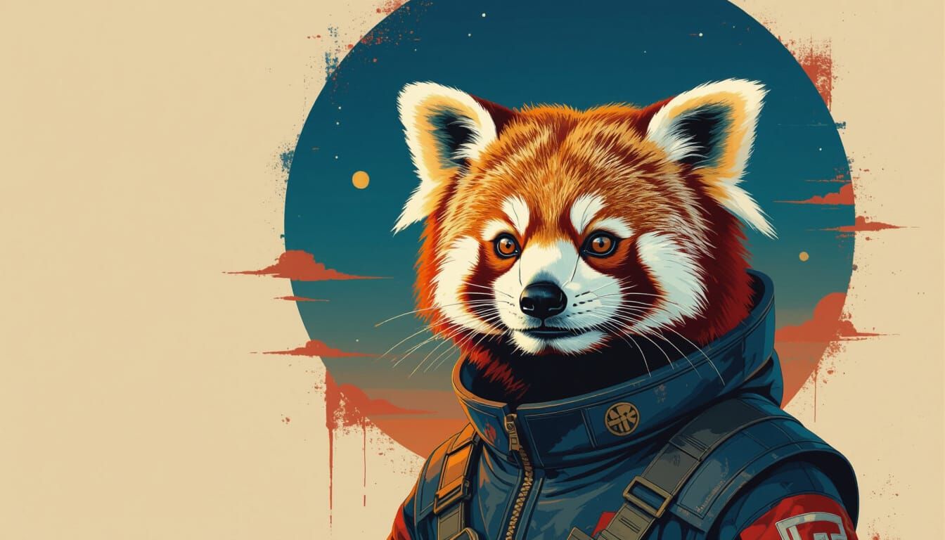 Red Panda with Avant-Garde Hair in Francis Bacon Style