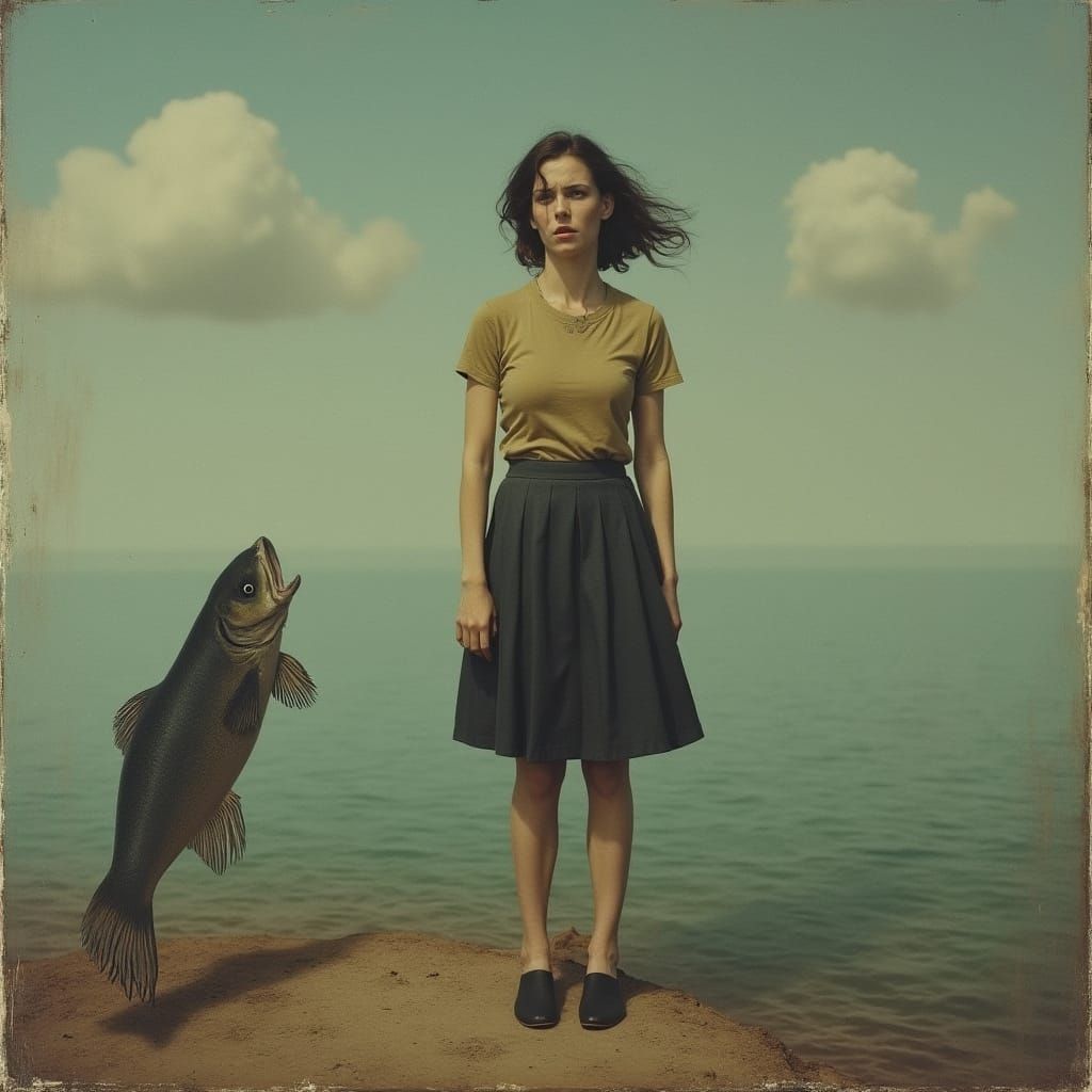 Woman in Disconnection, a Surrealist Scene